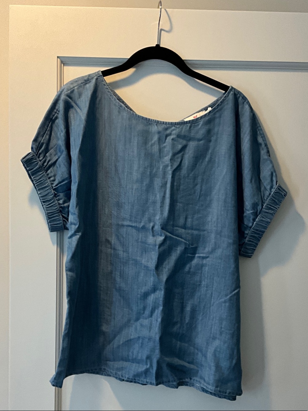 Vineyard Vines Light Blue Chambray Boatneck Top